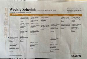 The weekly schedule